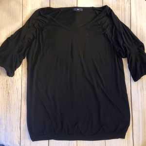 Gap Black ¾ Balloon Sleeve Scoop Neck Top, Size L
